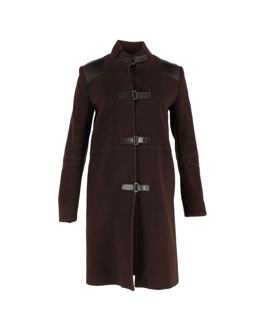 Joseph Black Leather-Trimmed Coat