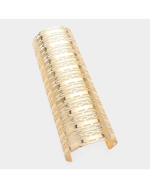 Fashnzfab Metallic Textured Metal Cut Out Arm Cuff Bracelet