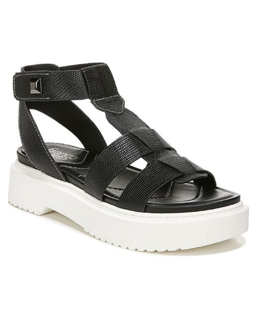 Franco Sarto Black Wallow Faux Leather Ankle Strap Gladiator Sandals