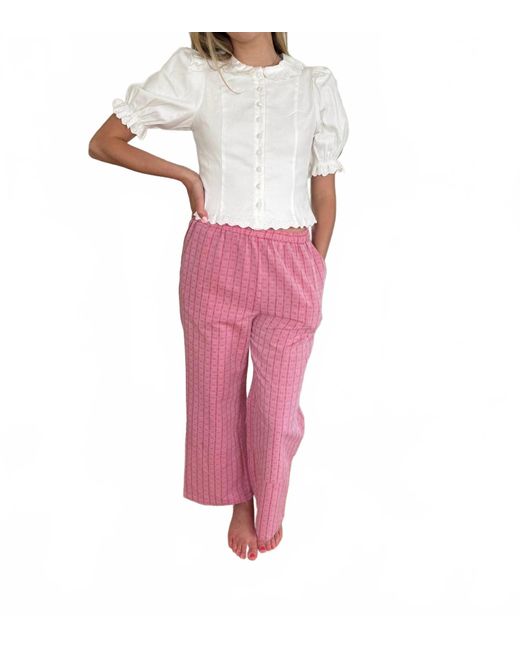 FRNCH Pink Edvina Embroidered Print Wide Leg Pants