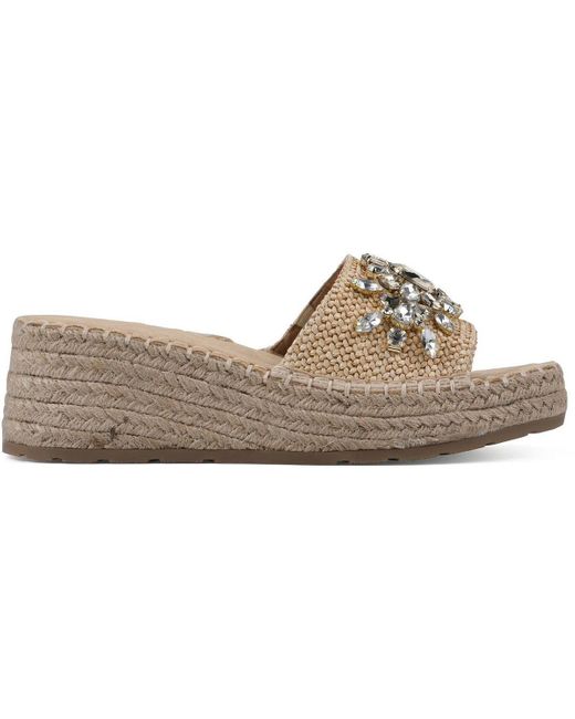 White Mountain Gray Stitch Wedges Espadrilles