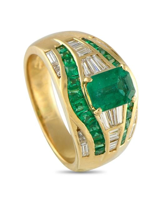 Sabbadini Green 18K 0.78 Ct Diamond And 2.28 Ct Emerald Ring Sb01-080125