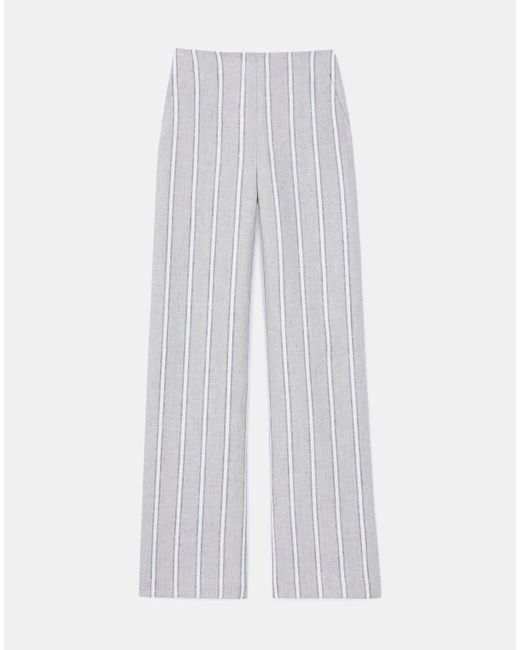 Lafayette 148 New York White French Stripe Linen Sullivan Pant