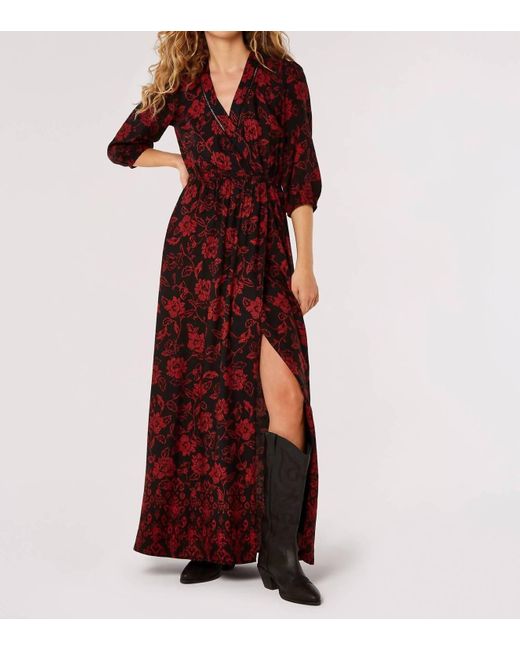 Apricot Floral Wrap Maxi Dress In Rust in Red Lyst