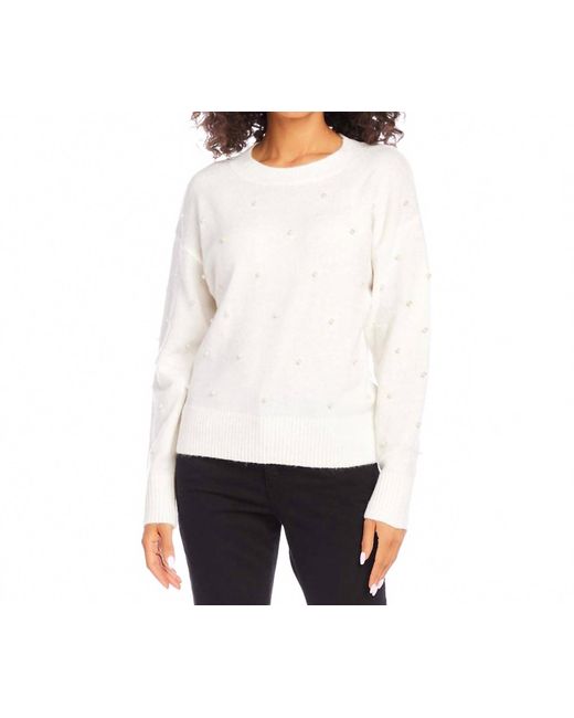 Karen Kane White Pearl Crewneck Sweater
