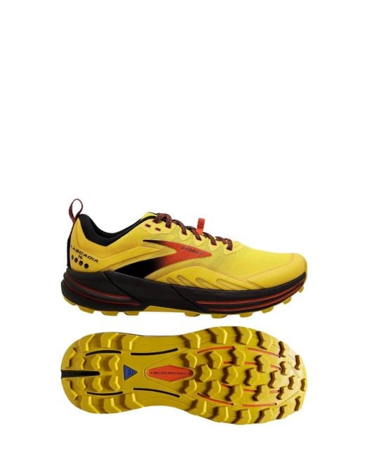 Brooks Yellow Cascadia 16 Running Shoes - D/medium Shoes for men