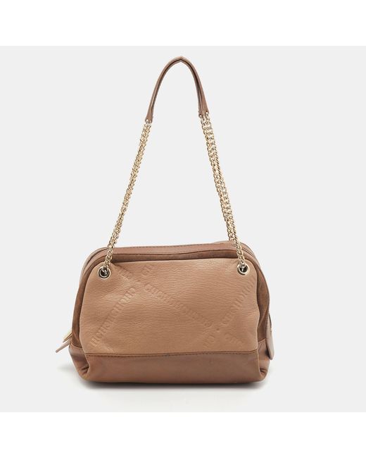 CH by Carolina Herrera Brown Leather And Suede Chain Satchel