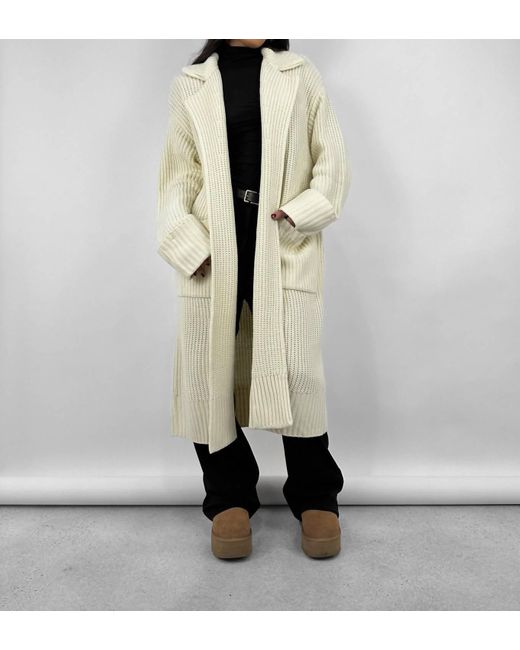 WeWoreWhat Natural Chunky Collared Knit Cardigan Coat