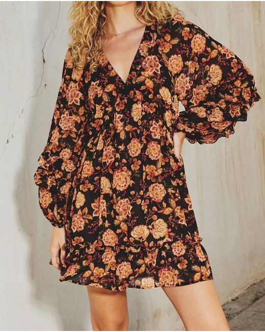 Dress Forum Nightbird Babydoll Swing Mini Dress In Sunset Bloom in