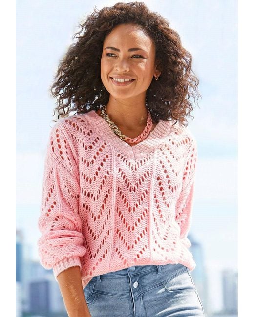 Lascana Red Open Knit Sweater