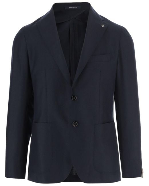 Tagliatore Blue Single-Breasted Cashmere Jacket for men