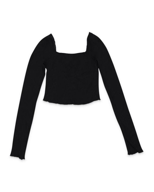 CALLIPYGIAN Black Square Neck Crop Top