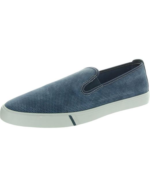 Johnnie-o Blue Stealth Textured Suede Slip-On Shoes for men