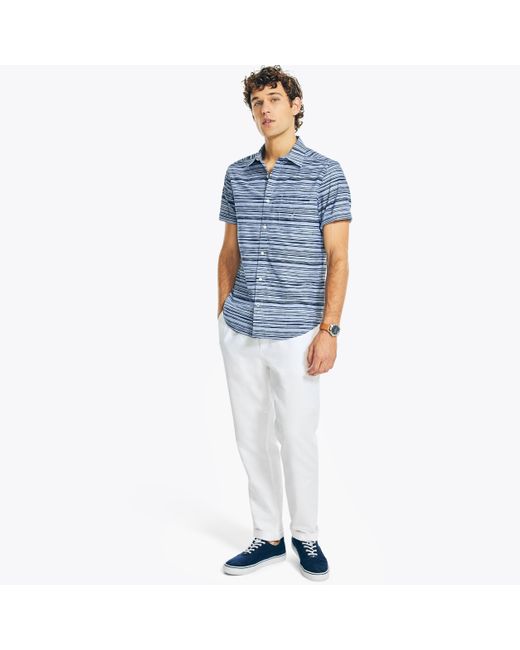 Nautica Blue Printed Short-sleeve Shirt for men