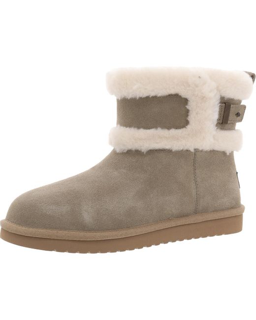 Koolaburra Brown W Barlee Mini Faux Leather Pull On Winter & Snow Boots