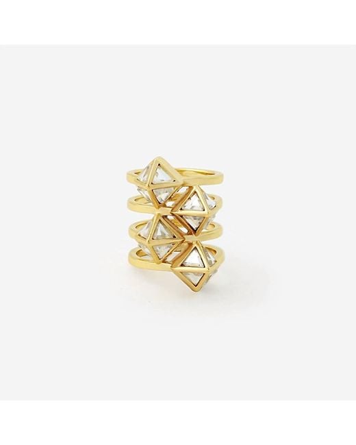 Avenue Chic Metallic Pyramid Mirror Statement Ring