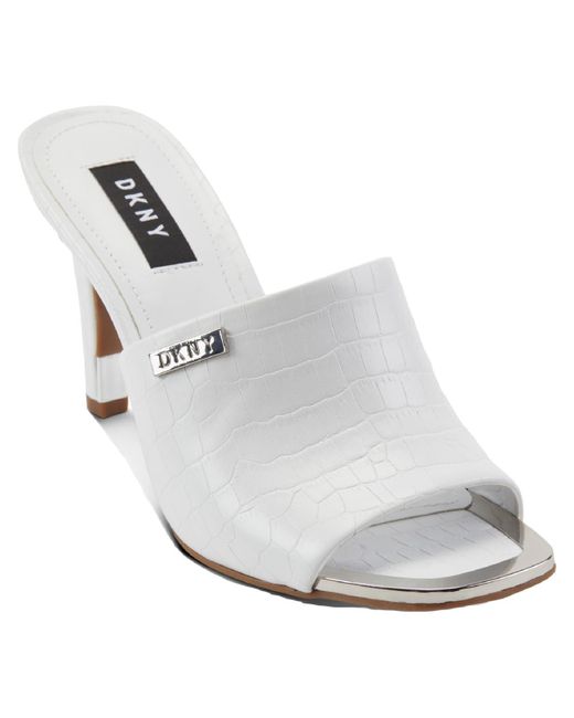 DKNY White Bronx Leather Slip On Mule Sandals