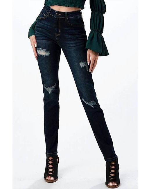 Grace In La Blue Distressed Skinny Jean