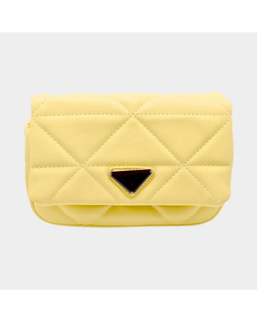 Fashnzfab Yellow Faux Leather Rectangle Clutch Shoulder Crossbody Bag