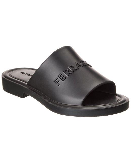 Ferragamo Black Giuneva Rubber Slide for men