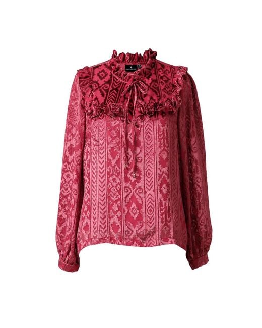 Emily Lovelock Red Daisy Devore Blouse