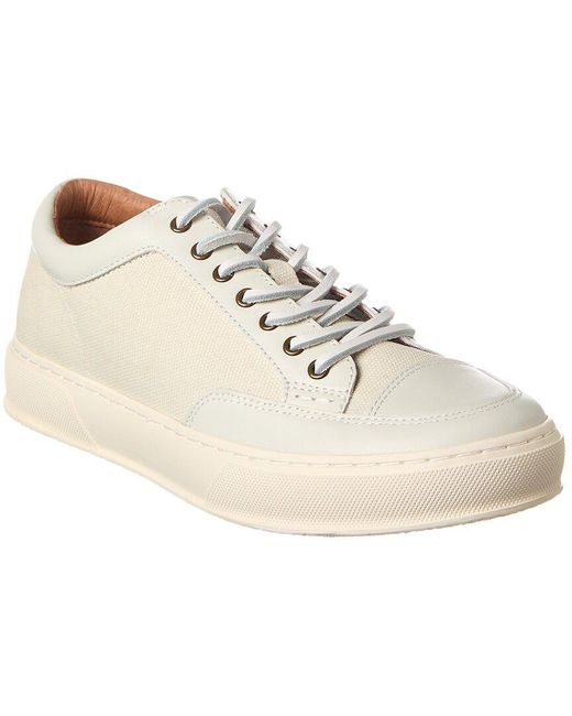 Frye White Hoyt Low Lace Canvas & Leather Sneaker for men