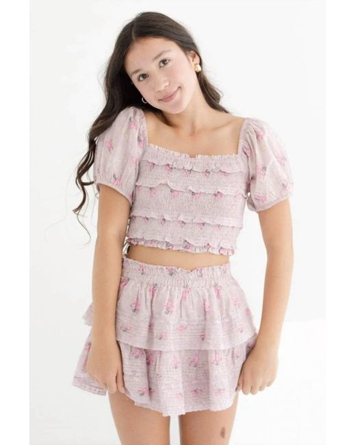 LoveShackFancy Pink Ruffle Mini Skirt