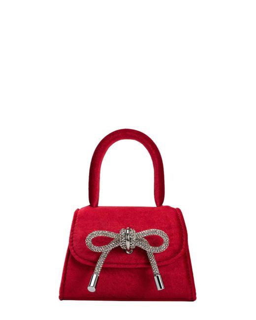 Melie Bianco Red Sabrina Mini Velvet Top Handle Bag