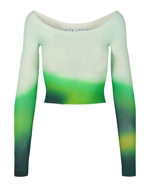 Off-White c/o Virgil Abloh Green Blurred Seamless Knit Top
