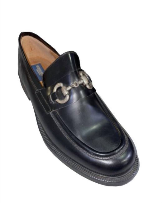Giorgio Brutini Black Buckle Moc Toe Loafer for men