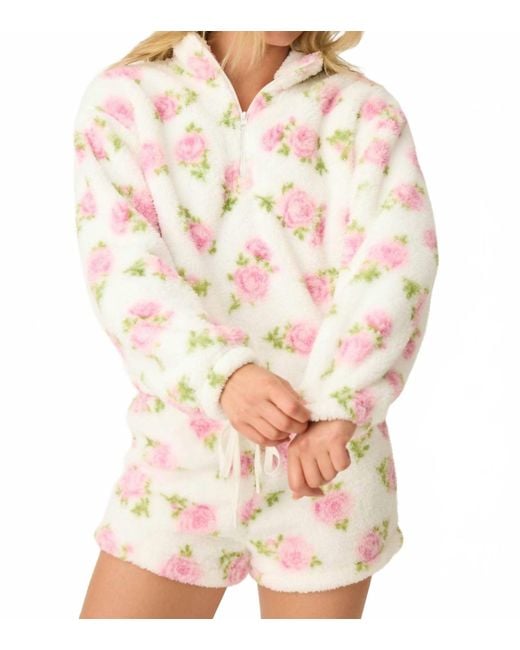 Pj Salvage Pink Plush Half Zip Jacket
