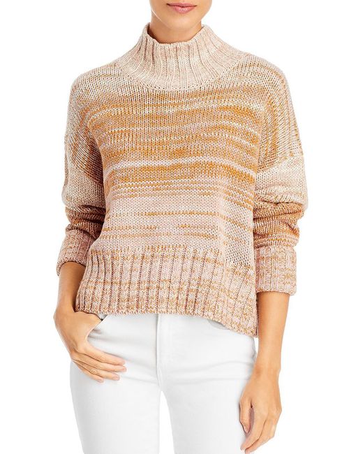 525 America White Blair Shaker Knit Ombre Turtleneck Sweater