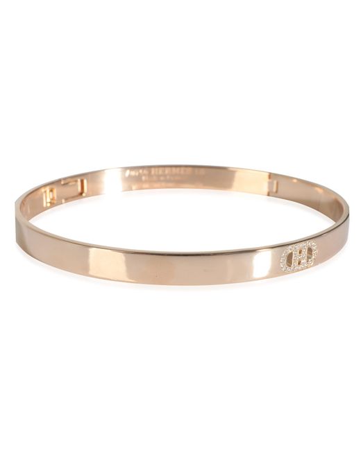 Hermès Metallic H D'ancre Bracelet In 18k Rose Gold 0.07 Ctw