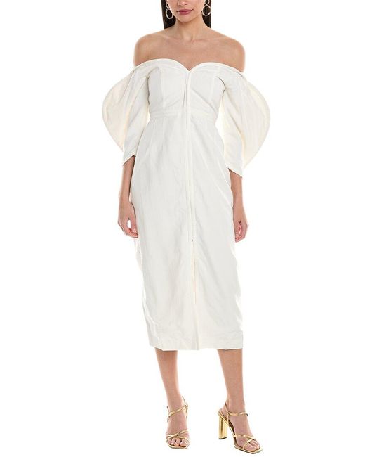 Mara Hoffman White Leonara Linen-blend Midi Dress