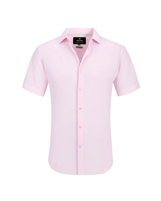 Tom Baine Pink Solid Performance Button Down for men
