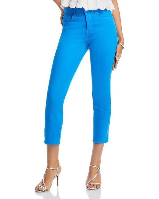 L'Agence Blue Cropped High Rise Cigarette Jeans