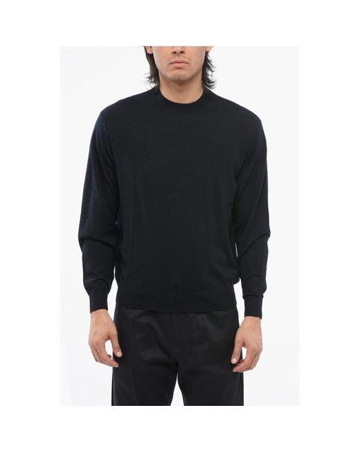 Armani Black Emporio Virgin Wool Crew Neck Sweater for men