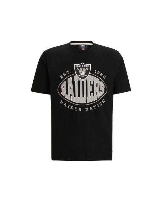 Boss Black X Nfl Stretch-cotton T-shirt With Collaborative Branding for men