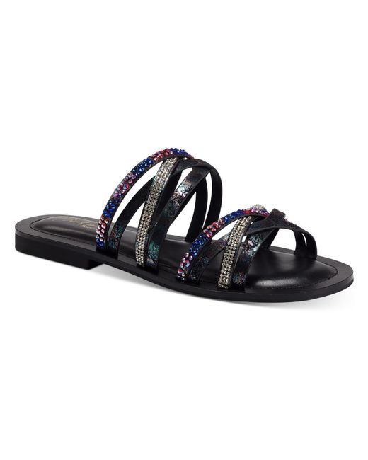 Thalia Sodi Black Marlina Faux Leather Slide Sandals