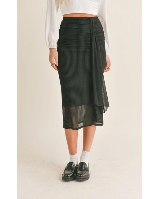 Sage the Label Green Ruched Midi Skirt