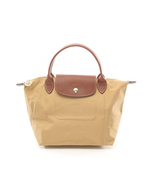 Longchamp Metallic Le Pliage Canvas Leather Handbag