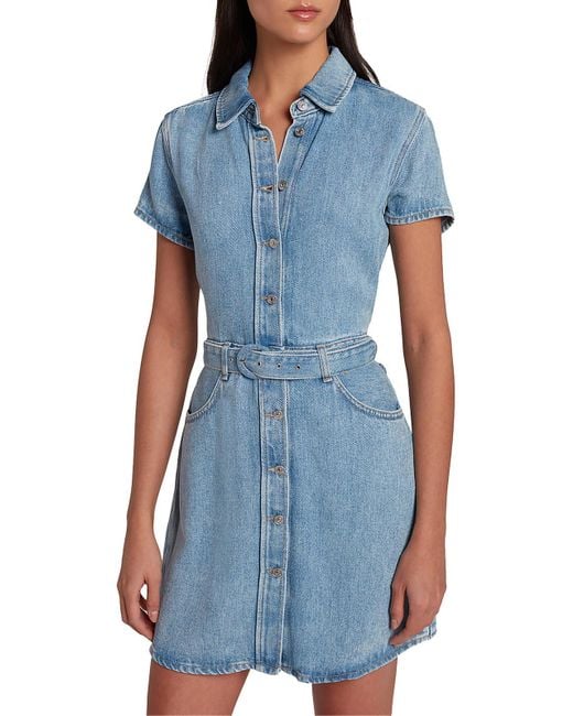 7 For All Mankind Blue Collared Short Shirtdress