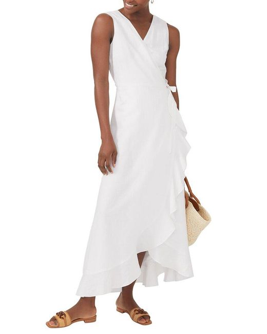 J.McLaughlin White Solid Cerise Linen-blend Dress