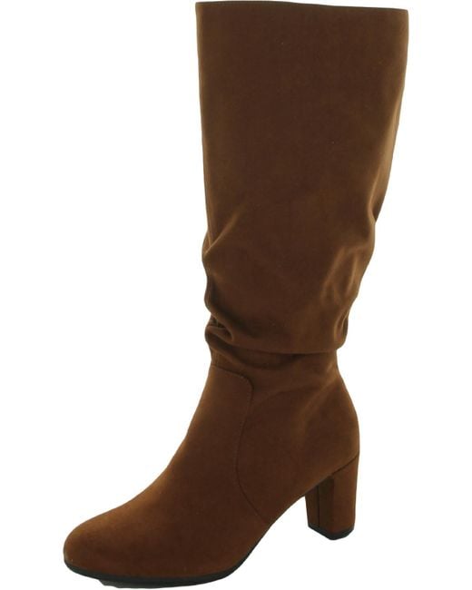 LifeStride Maltese Wide Calf Faux Suede Midcalf Boots in Brown Lyst