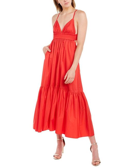 A.L.C. Cotton Rhodes Maxi Dress in Red | Lyst