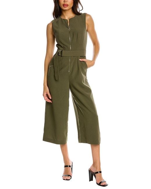 Ted Baker Synthetic Front Zip Belted Jumpsuit in Green Lyst