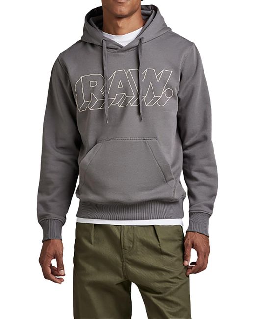 G-Star RAW Gray Graphic Logo Hoodie for men