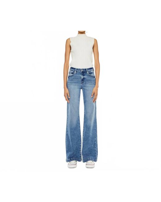 Kancan Blue High Rise Wide Leg Flare Jeans
