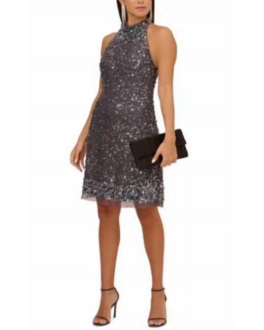 Aidan Mattox Multicolor Aidan By Adrianna Papell Fit & Flare Halter Dress
