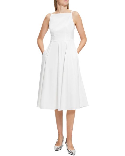 Theory White Dr. Luxe Sleeveless Knee Length Fit & Flare Dress